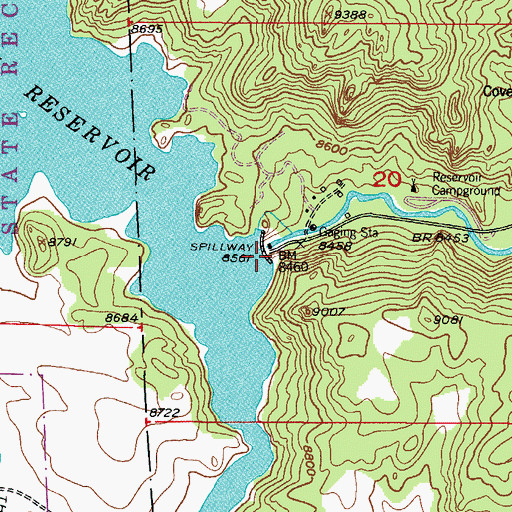 Topographic Map of Eleven Mile Canyon Dam, CO