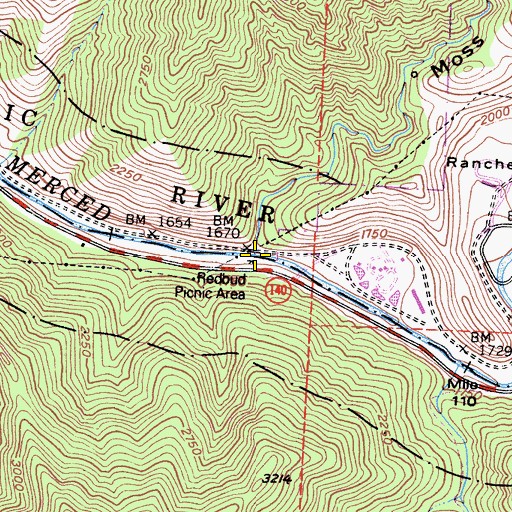 Topographic Map of Moss Canyon, CA