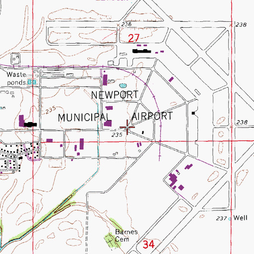 Topographic Map of Newport Army Airfield (historical), AR