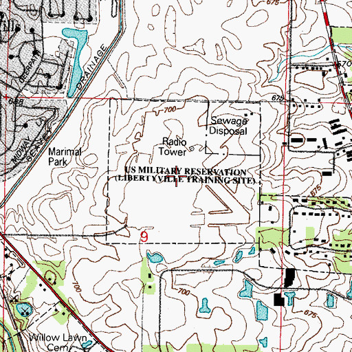 Topographic Map of Libertyville Naval Outer Landing Field (historical), IL