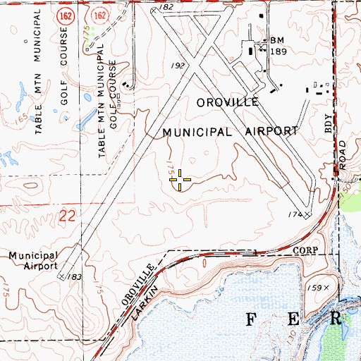 Topographic Map of Oroville Army Air Field (historical), CA