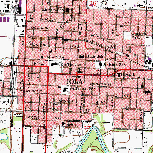 Topographic Map of Wesley United Methodist Church, KS