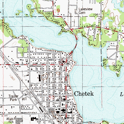 Topographic Map of Chetek Lutheran Church, WI