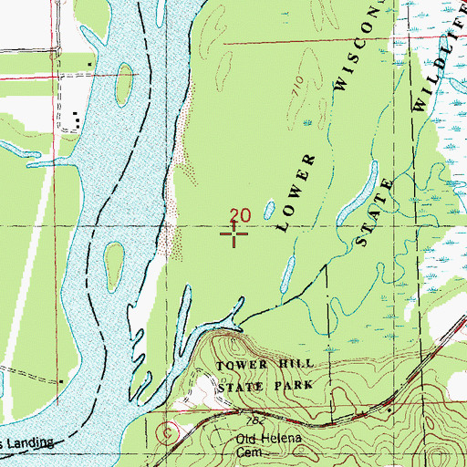 Topographic Map of Tower Hill Bottoms State Natural Area, WI