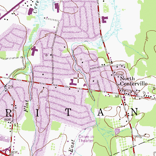 Topographic Map of Middle Road School, NJ