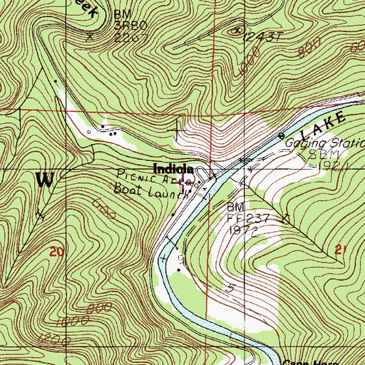 Topographic Map of Indiola, OR