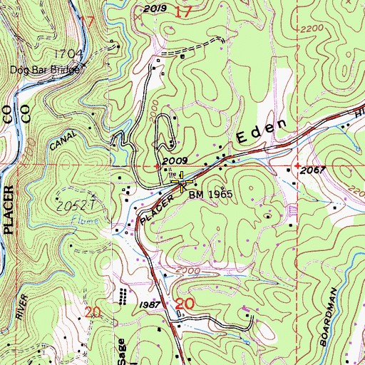 Topographic Map of Eden Valley, CA