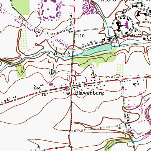 Topographic Map of Blawenburg Cemetery, NJ