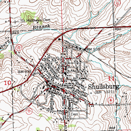 Topographic Map of Shullsburg High School, WI
