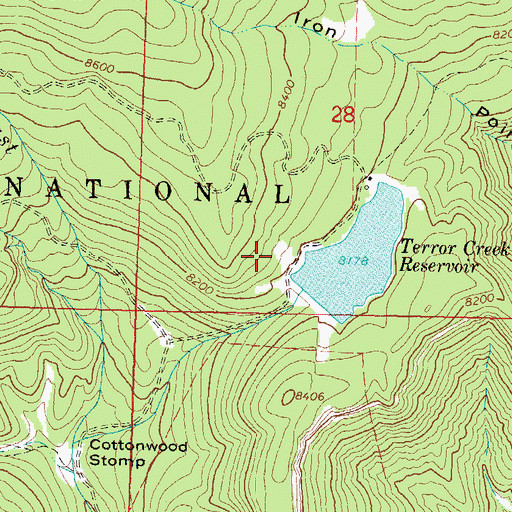 Topographic Map of Bruce Park Reservoir, CO