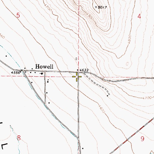 Topographic Map of Howell Cemetery, UT