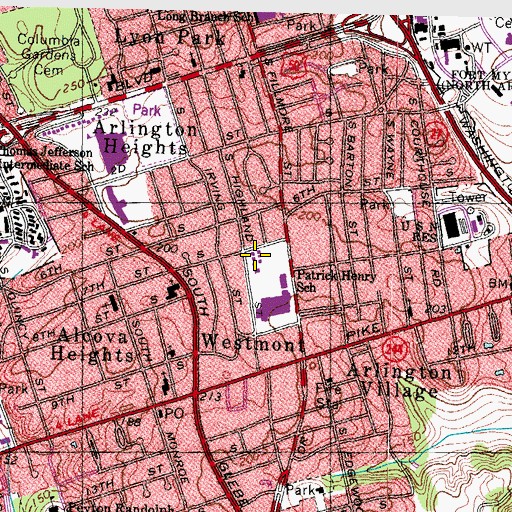 Topographic Map of Patrick Henry Elementary School, VA