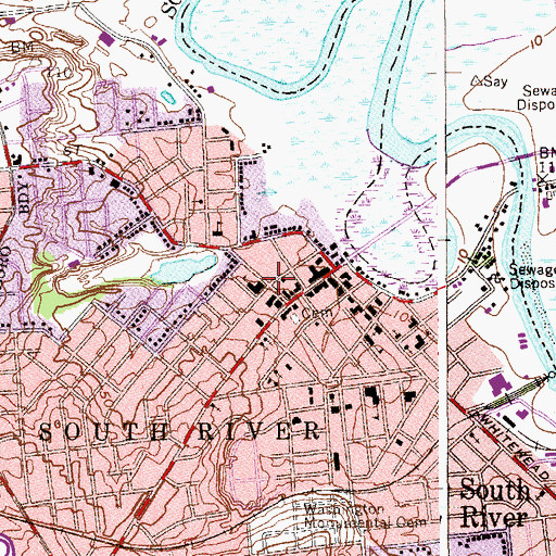 Topographic Map of South River School, NJ