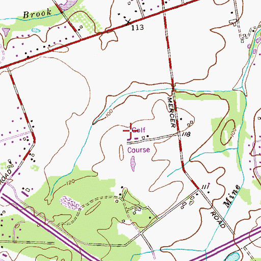 Topographic Map of Hominy Hills Golf Course, NJ