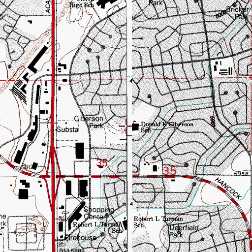Topographic Map of Giberson Elementary School, CO