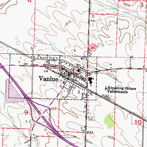 Topographic Map of Vanlue Post Office, OH