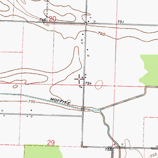 Topographic Map of Moffitt Post Office (historical), OH