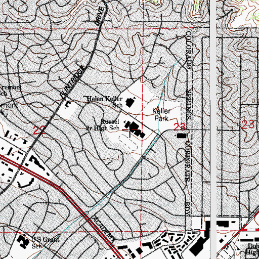 Topographic Map of Charles M Russell Middle School, CO