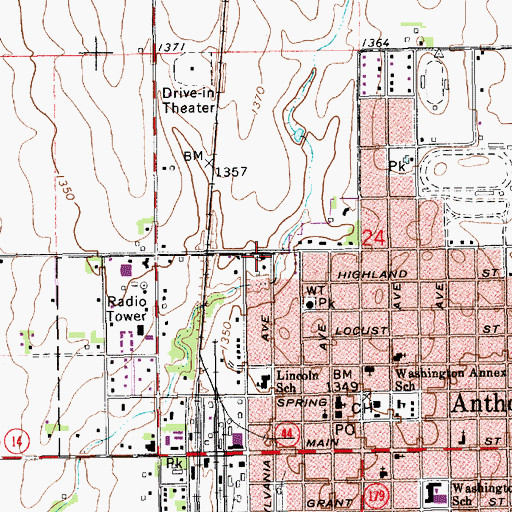 Topographic Map of First Pentecostal Church, KS