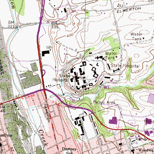Topographic Map of Harrisburg State Hospital, PA