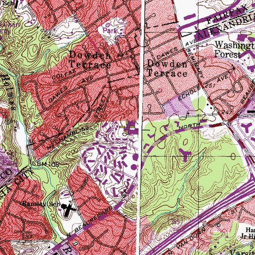 Topographic Map of John Adams Elementary School, VA