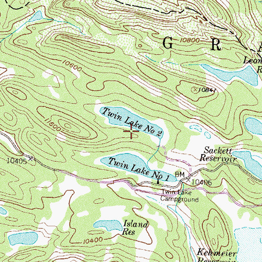 Topographic Map of Twin Lakes Number 2 Dam, CO