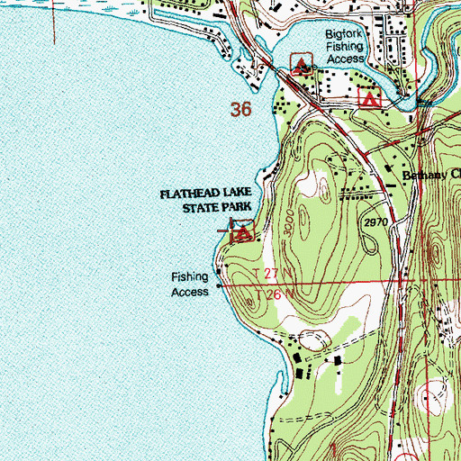 Topographic Map of Flathead Lake State Park - Wayfarers Unit, MT