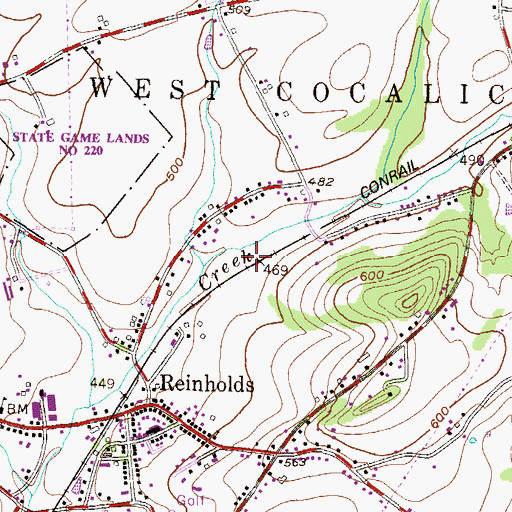 Topographic Map of Chapel Gate Township Park, PA