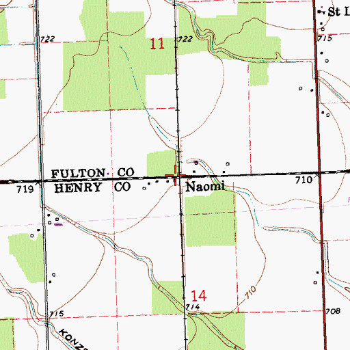 Topographic Map of Naomi Post Office (historical), OH