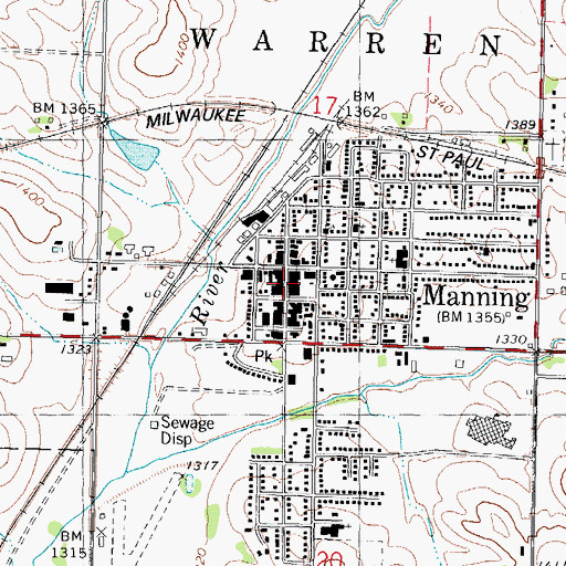 Topographic Map of Manning City Library, IA