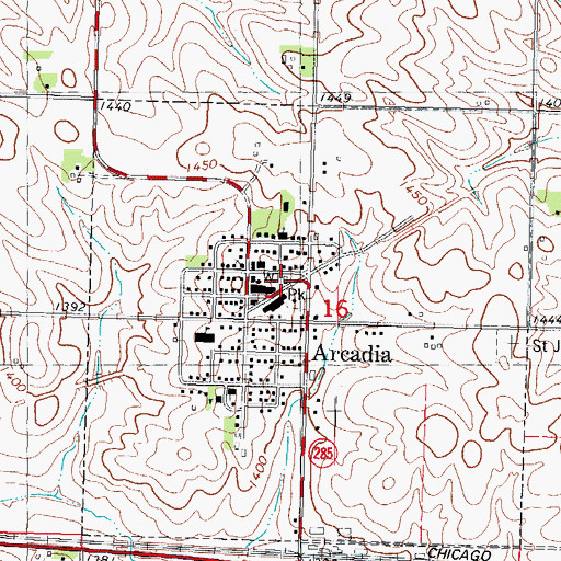 Topographic Map of Arcadia Fire Department, IA