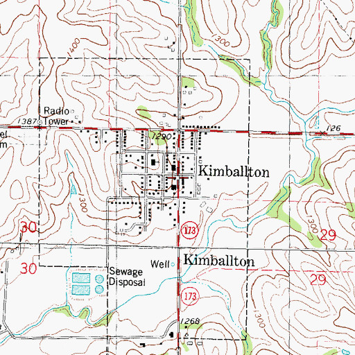 Topographic Map of Kimballton Library, IA