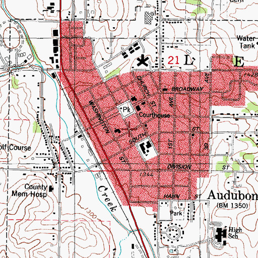 Topographic Map of Audubon Post Office, IA