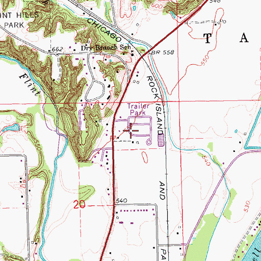 Topographic Map of Green Acres Mobile Home Park, IA
