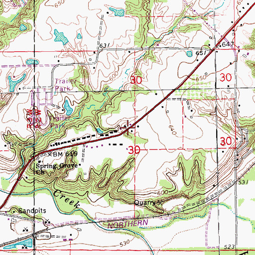 Topographic Map of Sourwine Cemetery, IA