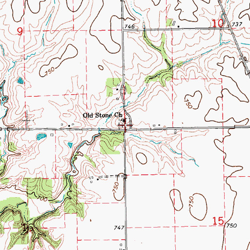 Topographic Map of Old Stone Cemetery, IA