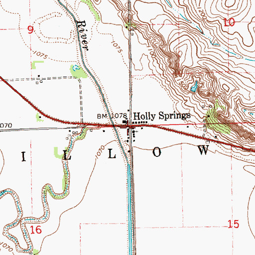 Topographic Map of Holly Springs Post Office (historical), IA