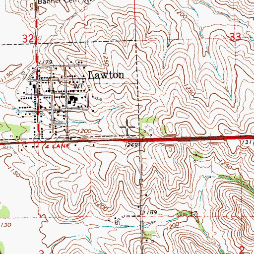 Topographic Map of Lawton - Bronson Junior / Senior High School, IA