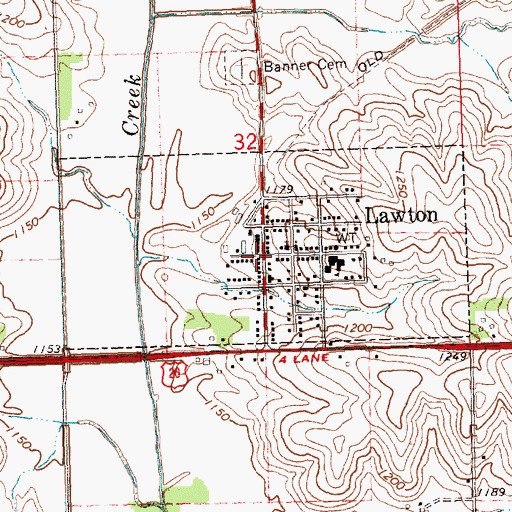 Topographic Map of Lawton Post Office, IA