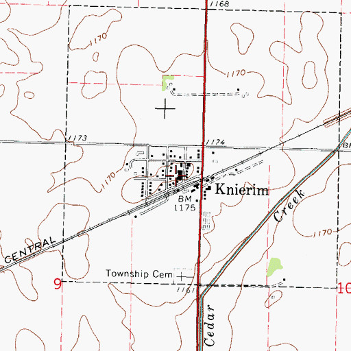 Topographic Map of Knierim Fire Department, IA