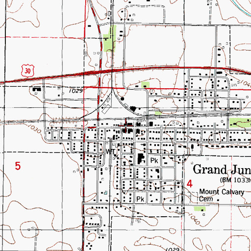 Topographic Map of Grand Junction City Hall, IA