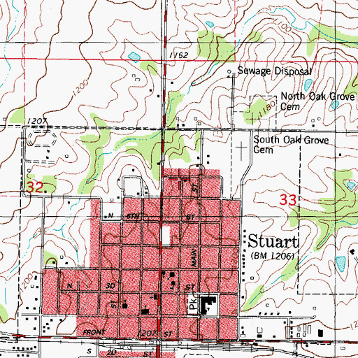 Topographic Map of Stuart Friends Church, IA