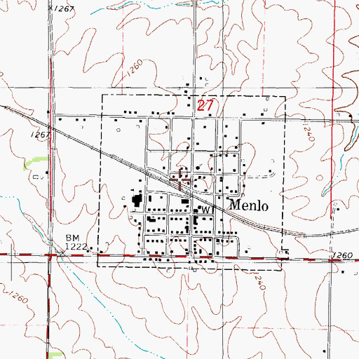 Topographic Map of Menlo, IA