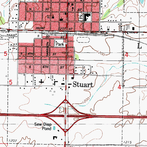 Topographic Map of Stuart Family Care Center, IA