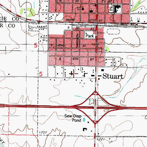 Topographic Map of Stuart Family Practice Center, IA