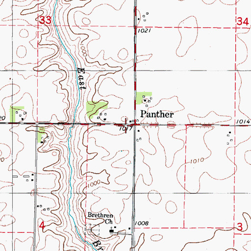 Topographic Map of Panther Post Office (historical), IA