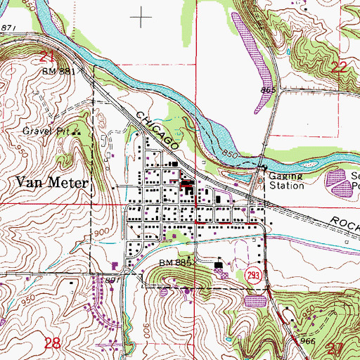 Topographic Map of Van Meter Post Office, IA