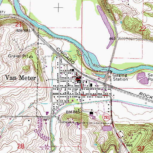 Topographic Map of Van Meter Public Library, IA