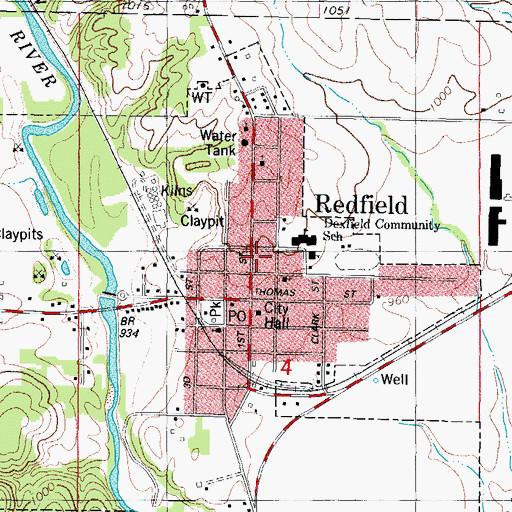 Topographic Map of Redfield Medical Clinic, IA