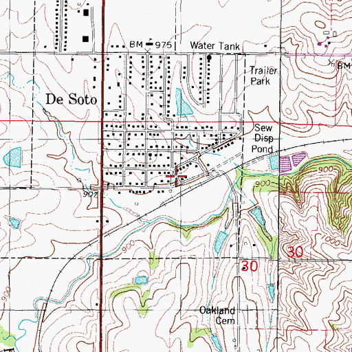 Topographic Map of De Soto City Hall, IA